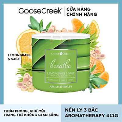 Nến ly 3 bấc Aromatherapy Goose Creek (411g) - Lemongrass & Sage