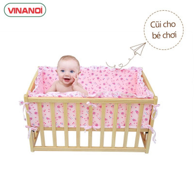 Nôi điện tự động cho bé VINANOI VNN201 - Gỗ thông màu tự nhiên