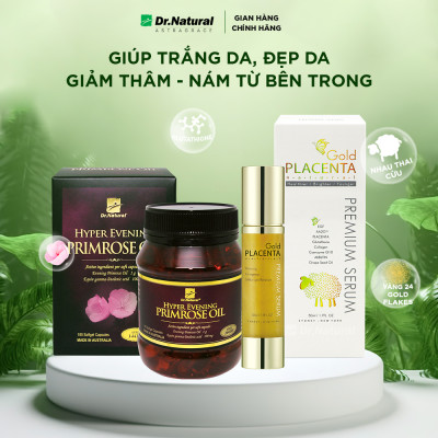 Bộ Sản Phẩm Đẹp Da, Giảm Nám: Hyper Evening Primrose Oil, Serum Vàng Nhau Thai Cừu 50ml