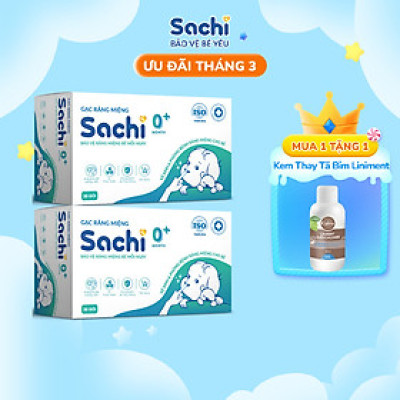 Mua 2 Gạc Rơ Lưỡi Sachi cho bé từ 0 tháng tuổi- Tặng 1 kem hăm Liniment