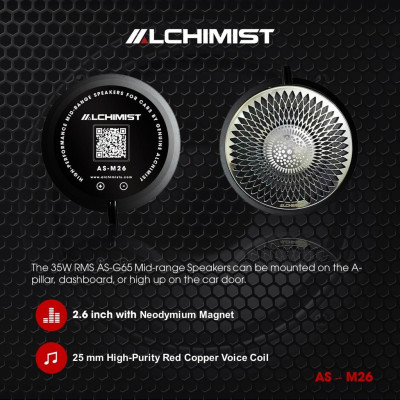 Alchimist AS-M26 – Bộ Loa Mid-Treble HiFi Cao Cấp Cho Hệ Thống 3-Way Ô Tô