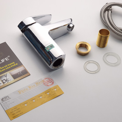 Vòi Lavabo Nóng Lạnh Đồng Mạ Chrome Eurolife EL-SUN 02 (Trắng Bạc)