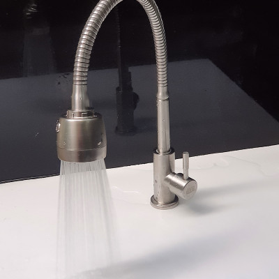 Vòi rửa chén lạnh Inox SUS 304, cần lò xo Eurolife EL-RC09 (Trắng vàng)