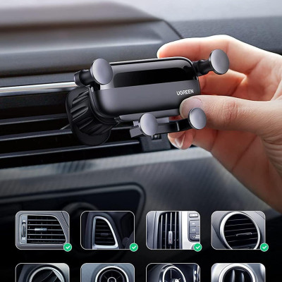 Ugreen UG10996lp313TK xoay 360 độ Màu Đen Giá đỡ điện thoại trên ô tô - HÀNG CHÍNH HÃNG