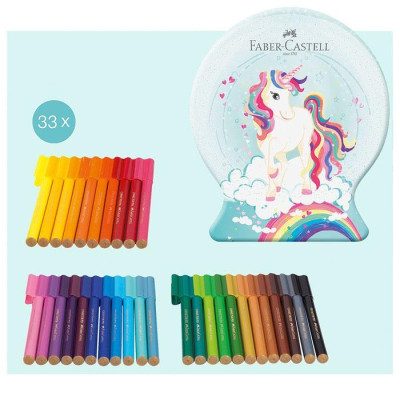 Hộp 33 Bút Lông Màu Connector Faber-Castell 15 55 44 - Hộp Hình Ngựa Unicorn
