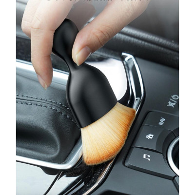 Chổi, cọ quét mini đầu cong sợi lông mềm dùng vệ sinh nội thất ô tô/ bảng điều khiển/ cửa thoát khí xe hơi cao cấp