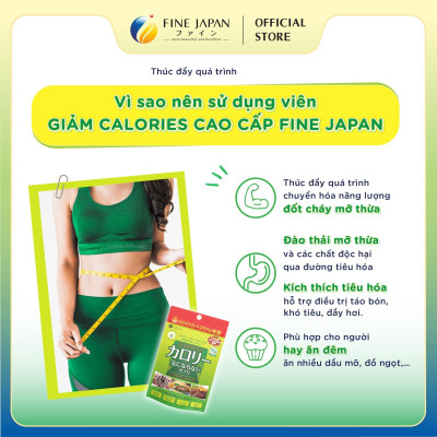 Viên uống chống hấp thụ Calories Burn FINE JAPAN hạn chế hấp thụ tinh bột & chất béo gói 375 viên (75 ngày)