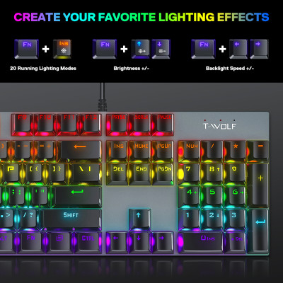 Bàn Phím Cơ T-WOLF T17 USB- Hàng Chính Hãng