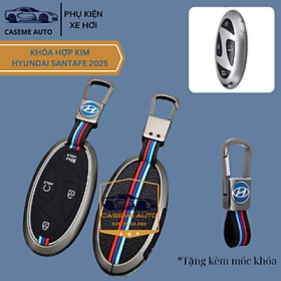 Ốp Chìa Khóa  Hyundai Santa Fe 2025, Tucson 2025 All New 5 Nút, Chất Liệu Hợp Kim, Kèm Móc Treo Cao Cấp - Hàng Nhập Khẩu