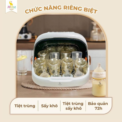 Máy úp bình sữa bản mới, tiệt trùng sấy khô tia UVC Moaz BéBé MB044 PLUS hàng chính hãng