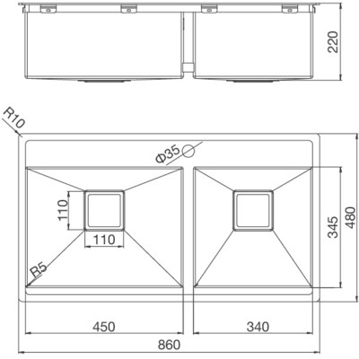 Chậu rửa chén Inox Malloca MS 6304T