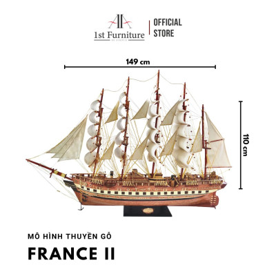 Mô hình Thuyền Cổ FRANCE II cao cấp, mô hình gỗ tự nhiên, lắp ráp sẵn, quà tặng sang trọng 1st FURNITURE