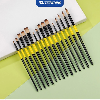 Bộ 5 Cọ vẽ màu nước Thiên Long  đầu Round/ Flat/ Filbert - Cọ lông mềm cho cảm giác tô, vẽ êm mượt