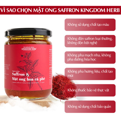 Saffron mật ong Kingdom Herb chính hãng thượng hạng nguyên chất 100% hộp 311g (tặng que lấy mật và bình thuỷ tinh)