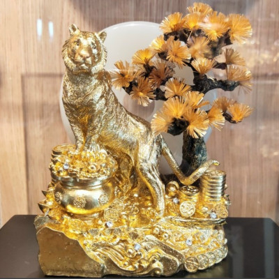 Tượng hổ dát vàng 24k (30x30x20cm) MT Gold Art- - Hàng chính hãng, trang trí nhà cửa, phòng làm việc, quà tặng sếp, đối tác, khách hàng, tân gia, khai trương 