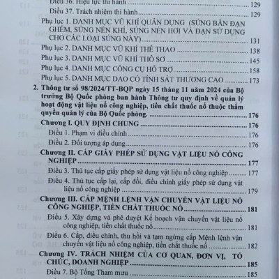 Luật Quản lý, sử dụng vu khi, vật liệu no và công cụ hỗ trơ, các văn bản quy định chi tiết, hướng dẫn thi hành