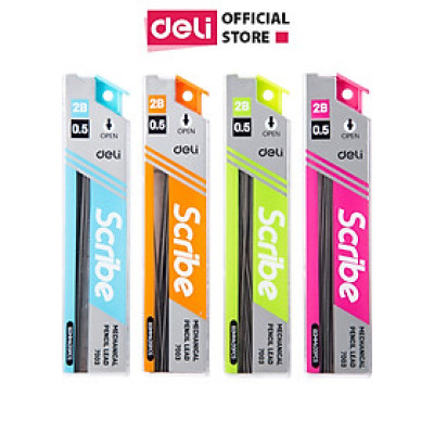 Ruột Bút Chì 0.5Mm Deli, Xanh Dương/Cam/Xanh Lục/Hồng - 2 Ống - E7003
