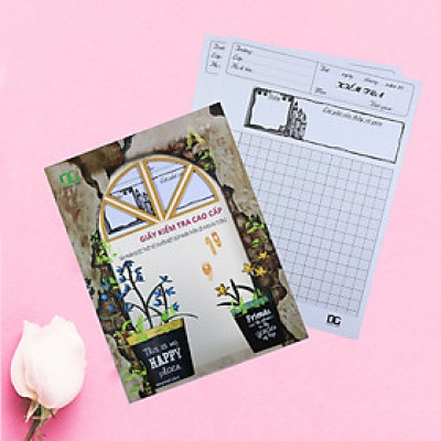 Giấy kiểm tra 4 ô ly bảng kẽ sẵn tiện lợi, giấy trắng dày chống lóa chống hằn lem, KT (15,5 x 20,5) cm 15 tờ đôi GKT06 Green Art - Hàng chính hãng