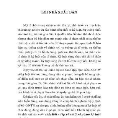 Hỏi - đáp về xử lý vi phạm kỷ luật của Đảng (bản in 2024)