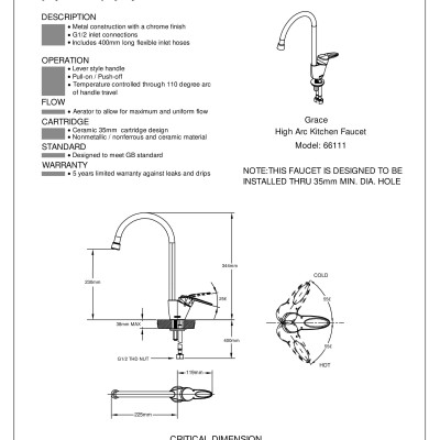 Vòi rửa chén nóng lạnh MOEN V66111 (HÀNG CHÍNH HÃNG)