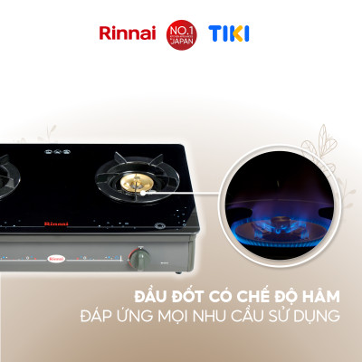 Bếp gas dương Rinnai RV-8711(GL-Sp) mặt bếp kính và kiềng bếp men - Hàng chính hãng.