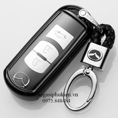 Ốp, bọc chìa khóa silicon tráng gương bảo vệ chìa khóa xe Mazda 2, 3, 6, CX-5, CX- 8 kèm móc đeo INOX
