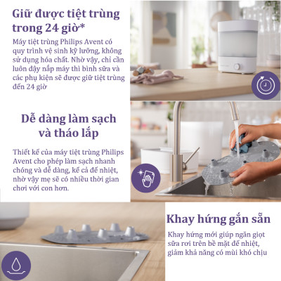 Máy tiệt trùng bình sữa và sấy khô Philips Avent Starlight plus 293.00