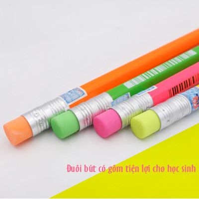 Hộp bút chì gỗ STABILO Swano có đầu tẩy - Hộp 12 thân vàng neon, có đầu tẩy (PC4907Y/12-HB)