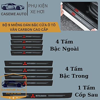 [MITSUBISHI] Bộ 9 Miếng Dán Vân Carbon Chống Trầy Xước Bậc Cửa Ô Tô Dành Cho Hãng Xe MITSUBISHI - Hàng Chính Hãng