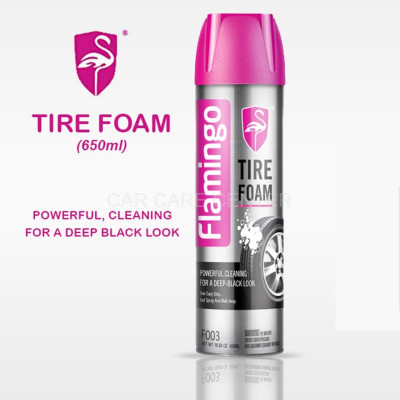 Chai xịt dưỡng bóng lốp, phục hồi nhựa đen Flamingo F003 dạng bọt- 650ml vệ sinh lốp Flamingo Tire Foam