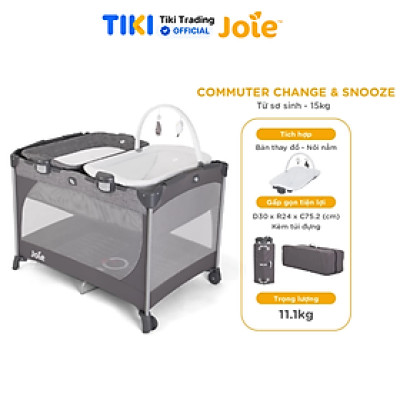 Giường cũi trẻ em Joie Commuter Change & Snooze Linen Gray