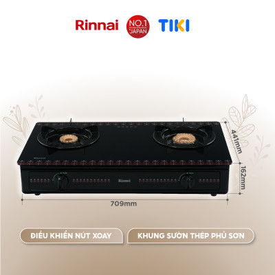 Bếp gas dương Rinnai RV-3715GL(FB) mặt bếp kính và kiềng bếp men - Hàng chính hãng.