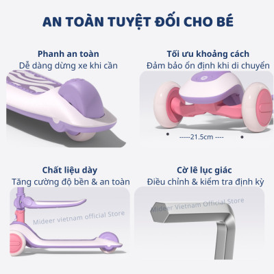 Xe Trượt Scooter Mideer Cao Cấp  gấp gọn có ghế ngồi cho bé