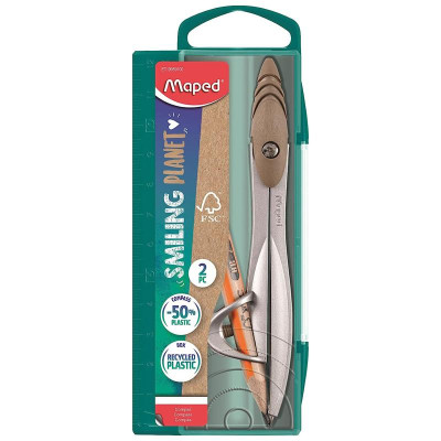 Bộ Compa Kèm Bút Chì Gỗ FSC Smiling Planet - Maped 199121FM