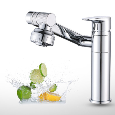 Vòi rửa mặt Lavabo cổ xoay 720 độ đa chiều, củ đồng, thân ngắn, mạ Crom, điều chỉnh nhiều chế độ tia nước Minh House