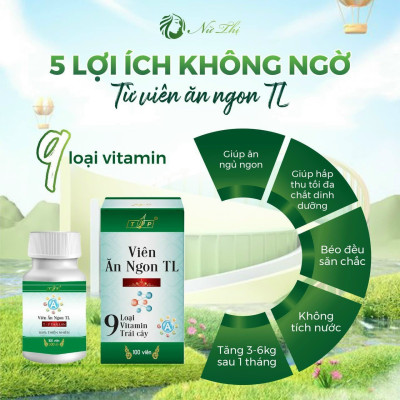 [Combo 2 Hộp] Viên Tăng Cân TL 100 Viên Kèm Quà, Hỗ Trợ Ăn Ngon, Ngủ Ngon, Tăng Cân Cho Người từ 3-60 TUỔI