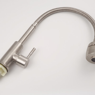 Vòi rửa chén lạnh Inox SUS 304, cần lò xo Eurolife EL-RC09 (Trắng vàng)