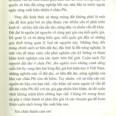 Tài Nguyên Đất Đai Ở Châu Phi: Đói Nghèo Trên Những Cánh Đồng Mẫu Lớn (Sách chuyên khảo)