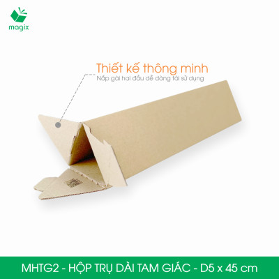 MHTG2 - D5x45 cm - 100 Hộp trụ dài tam giác thay thế ống giấy - Hộp carton đóng gói hàng