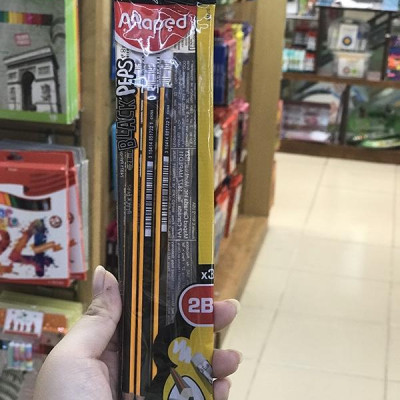 Vỉ chì đen 2B Maped có gôm (3 cây) - 851712