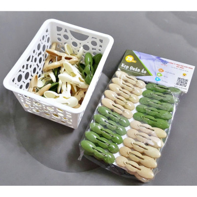 Vỉ 20 kẹp quần áo chất liệu nhựa, hình củ lạc - siêu bền, tiện dụng - Hàng Việt Nhật