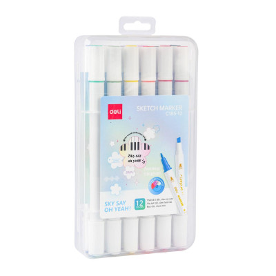 Hộp Bút 12 Màu Deli Sketch Marker - Phiên Bản Sơn Tùng M-TP Giới Hạn - Deli C185-12
