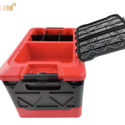 Hộp đựng đồ gấp gọn 2 ngăn 50L màu đỏ pha đen kích thước 50cm x 34cm x 31cm - hộp đựng đồ trong cốp ô tô nhãn hiệu Macsim chất liệu PP cao cấp