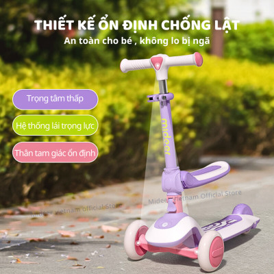 Xe Trượt Scooter Mideer Cao Cấp  gấp gọn có ghế ngồi cho bé