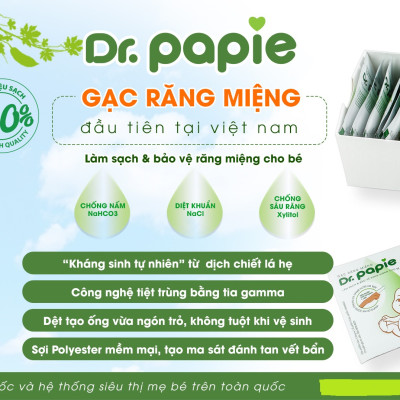 Gạc Rơ Lưỡi Dr Papie Vệ Sinh Răng Miệng Cho Bé , Gạc Răng Miệng Dr Papie Làm Sạch Răng Miệng Cho Bé Hộp 30 Miếng