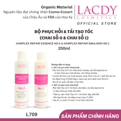 Bộ sản phẩm phục hồi - tái tạo tóc hư tổn Lacdy (L706 L707) Chai số 0 200ml & chai số 1 200ml
