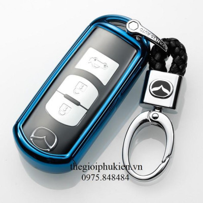 Ốp, bọc chìa khóa silicon tráng gương bảo vệ chìa khóa xe Mazda 2, 3, 6, CX-5, CX5, CX8, CX-8 kèm móc đeo INOX