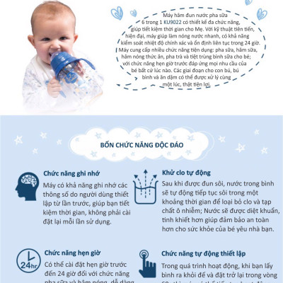 MÁY NẤU NƯỚC PHA SỮA CHO BÉ KUKU 6 IN 1 KUKU - KU9022