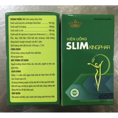 Viên uống Kingphar Slim, hộp 60v, dùng cho người thừa cân, béo phì