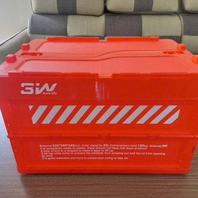 Hộp đựng đồ xếp gọn để cốp ô tô chất liệu PP cao cấp kích thước 52,5 cm x 36 cm x 34 cm nhãn hiệu Macsim 3W-màu cam